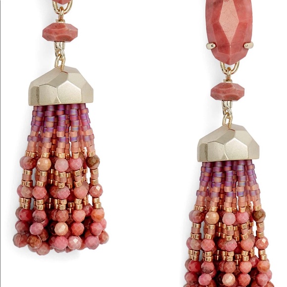 NWT Kendra Scott RARE & Retired Dove Earrings Pink Rhodonite Yellow Gold Amazing - Picture 5 of 11